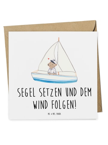Mr. & Mrs. Panda Gutschein Segelbootstour Abenteuer mit Spruch in Weiß