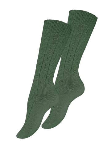 Cotton Prime® Trachtensocken 2 Paar, mit Zopfmuster in Grün