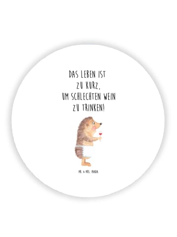 Mr. & Mrs. Panda Rund Magnet Igel Wein mit Spruch in Weiß