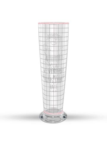 Mr. & Mrs. Panda Bier Glas Lama Regenbogen mit Spruch in Transparent