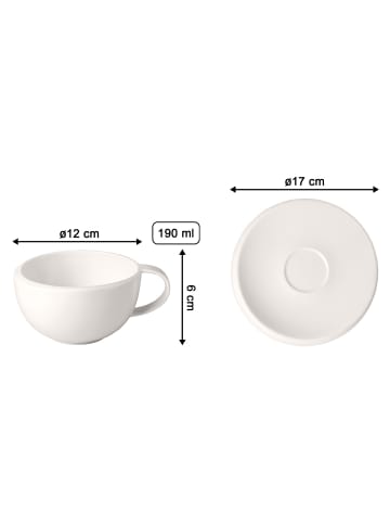 Villeroy & Boch 6er Set Kaffeetassen mit Untertassen NewMoon 190 ml in weiß