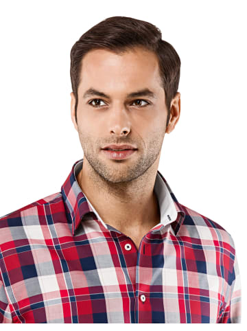 Vincenzo Boretti Hemd tailliert in dunkelblau/weinrot
