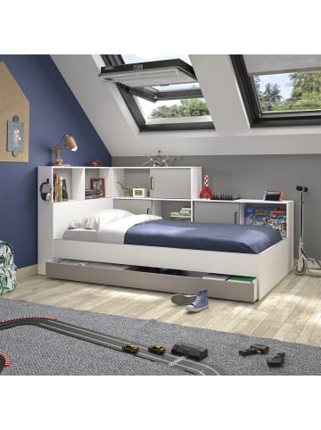 CALICOSY Bett ERWAN in Weiß - (W) 221 x (H) 104 x (L) 120 cm