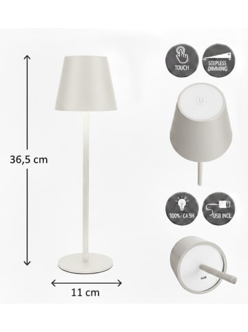 Coen Bakker LED Tischlampe dimmbar Farbwechsler IP44 Innen & Außen 36,5x11cm Glatt in Weiß