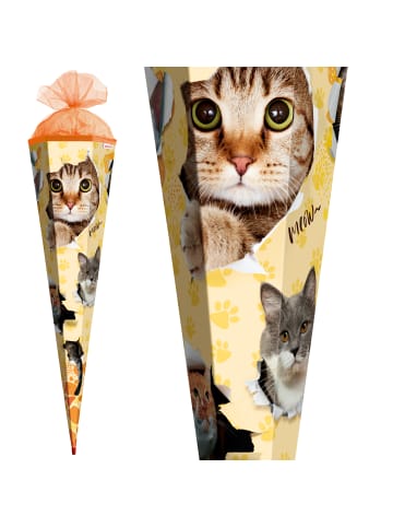 ROTH Schultüte groß Katzenparty 85 cm in Orange