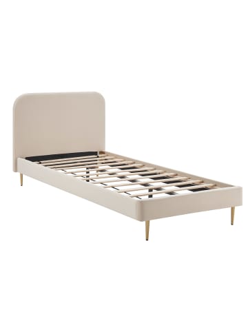 SalesFever Polsterbett 90x200 cm mit goldfarbenen Chrombeinen und Samtbezug in Beige