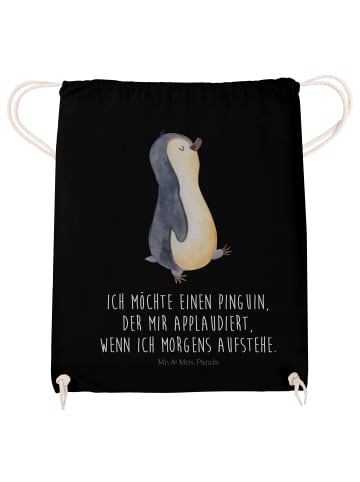 Mr. & Mrs. Panda Stofftasche Pinguin mHerzieren mit Spruch in Schwarz