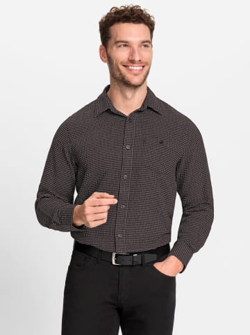 WITT WEIDEN Flanellhemd in dunkeltaupe-schwarz-gemustert