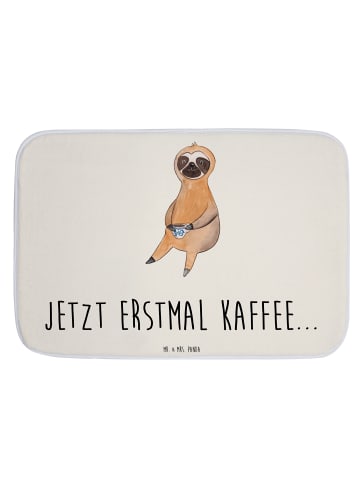 Mr. & Mrs. Panda Duschvorleger Faultier Kaffee mit Spruch in Weiß