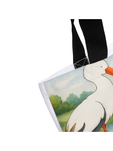 Mr. & Mrs. Panda Shopper Storch Design mit Spruch in Weiß