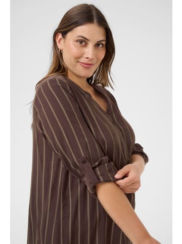 KAFFE curve Langarm-Bluse KCsida Regular fit in Black Coffee / Morel Stripe