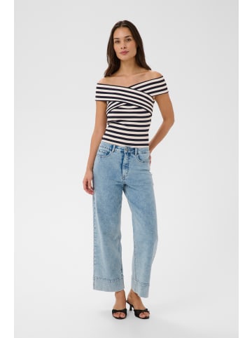 Kaffe Jerseytop KAceleste Tight fit in Chalk/Midnight Marine