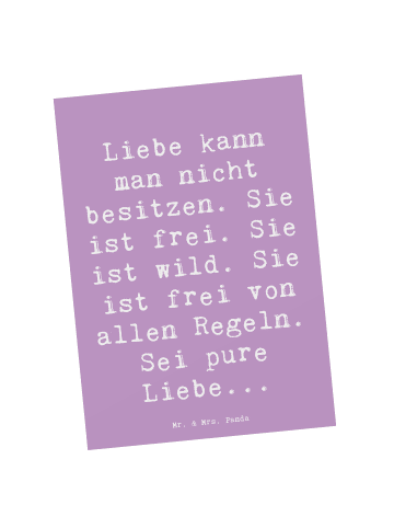 Mr. & Mrs. Panda Postkarte Spruch Liebe und Freiheit mit Spruch in Lavendeltraum