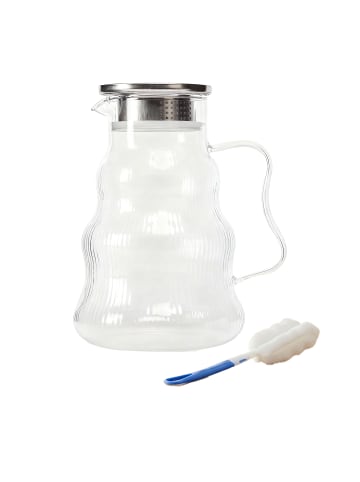 relaxdays Glaskaraffe in Transparent/ Silber - 1688 ml