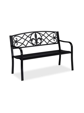 relaxdays Gartenbank in Schwarz - (B)127 x (H)86 x (T)60 cm