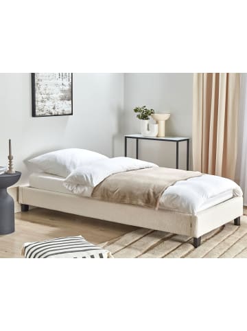 Beliani Einzelbett ROANNE in Beige/Dunkler Holzfarbton - (W) 100 x (H) 29 x (L) 213 cm