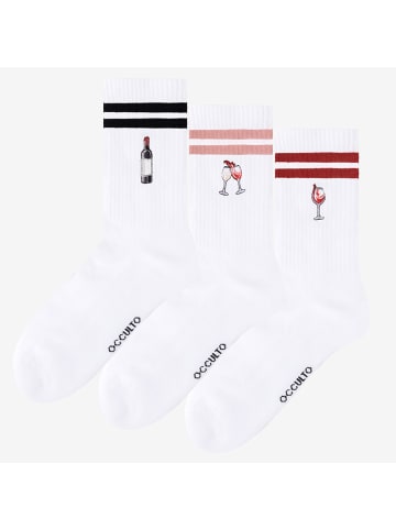 Occulto 3er Pack Motiv Tennissocken mit Streifen Summer in Wine