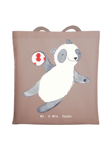 Mr. & Mrs. Panda Tragetasche Panda Handball spielen ohne Spruch in Braun Pastell
