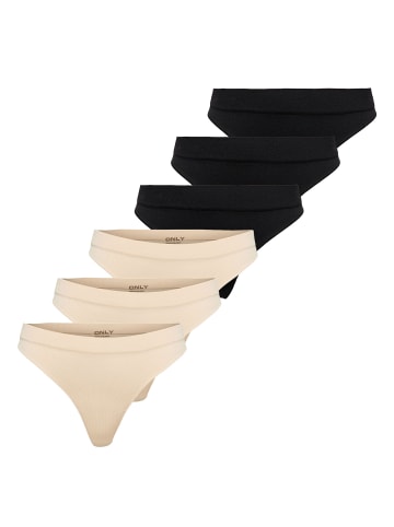 ONLY String 6er Pack in Schwarz/Beige