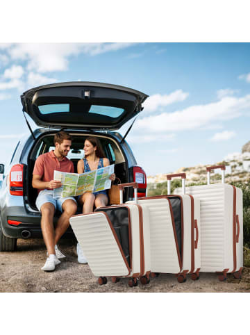 ABRIHOME 3er Koffer Set M-L-XL mit klappbare Getränkehalter, Weiß