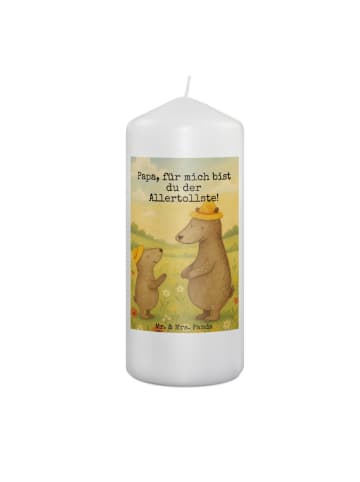 Mr. & Mrs. Panda Weihnachtskerze Bären mit Hut Design mit Spruch in Weiß