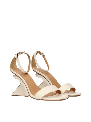 Off-White Beige Leder Plateau Sandalen