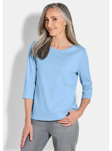 GOLDNER Langarmshirt Basic Shirt mit U-Boot-Ausschnitt in hellblau