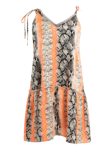 IZIA Damen Minikleid Mit Schlangenprint in Orange Mehrfarbig