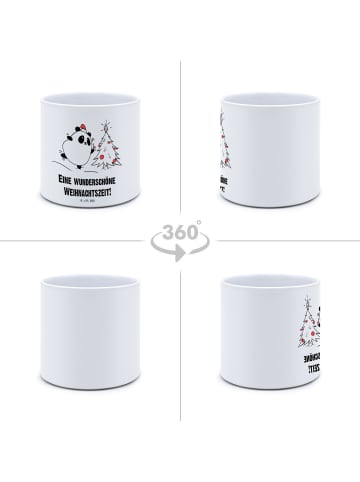 Mr. & Mrs. Panda Großer Blumenkübel Panda Weihnachtszeit mit Spruch in Weiß
