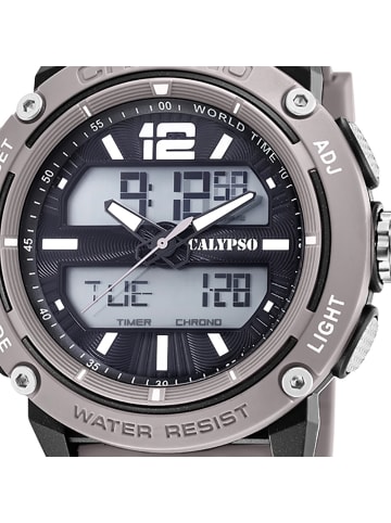Calypso Analog-Digital-Armbanduhr Calypso Digital grau extra groß (ca. 52mm)