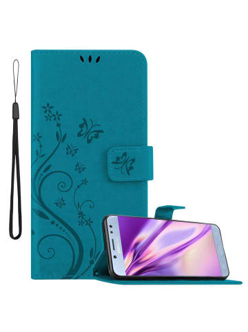 cadorabo Hülle für Samsung Galaxy J5 2017 Blumen Design in FLORAL BLAU