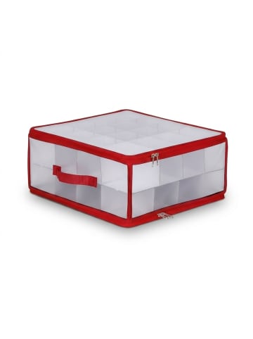 relaxdays Weihnachtskugel-Aufbewahrungsbox in Transparent/ Rot - (B)36 x (H)18 x (T)36 cm