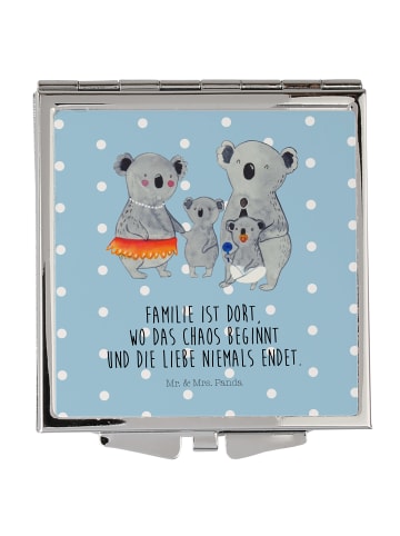 Mr. & Mrs. Panda Schminkspiegel klappbar Koala Familie mit Spruch in Blau Pastell