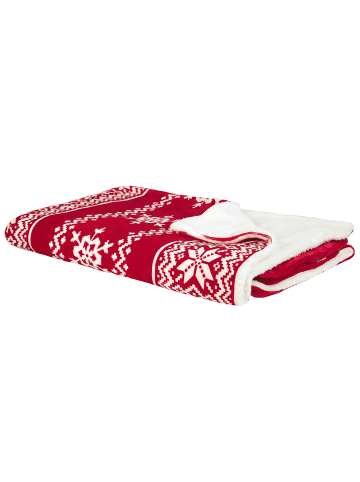 Beliani Kuscheldecke VANTAA in Rot/Weiß - (W) 150 x (H) 2 x (L) 200 cm