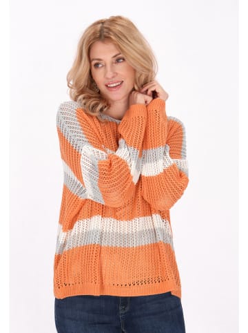 VIRITA Women Sweater in Offwhite Grey Orange