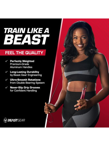 COFI 1453 Beast Gear Springseil Erwachsene Fitness Jump Rope 3 m verstellbar in Schwarz