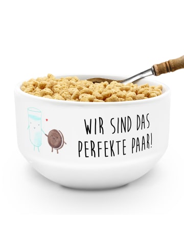 Mr. & Mrs. Panda Müslischale Milch Keks mit Spruch in Weiß