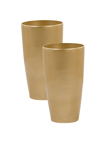 Beliani 2-tlg Outdoor Blumentopf TSERIA in Gold