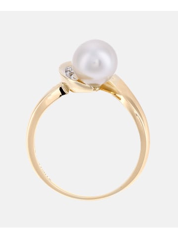 Diamant L'éternel Ring aus 375 Gelbgold mit 0.06 Karat Diamant mit Perle