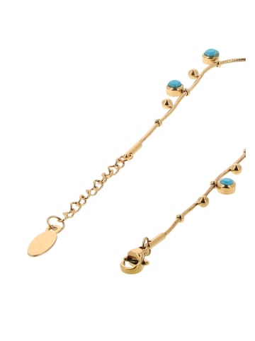 IZIA Women Snake Chain Bracelet in Gold Turquoise