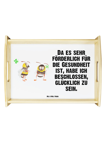 Mr. & Mrs. Panda Serviertablett Hummeln Kleeblatt mit Spruch in Weiß