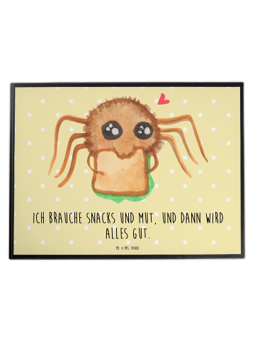 Mr. & Mrs. Panda Zeichenunterlage Spinne Agathe Sandwich mit Spruch in Gelb Pastell
