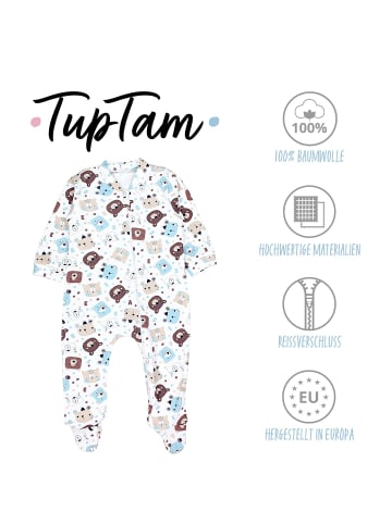 TupTam Baby Unisex Schlafstrampler mit Fuß 3er Pack in weiß Modell 1