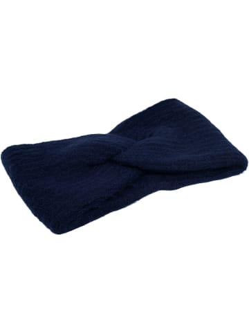 styleBREAKER Strick Stirnband mit Perlrippen Muster und Knoten in Dunkelblau