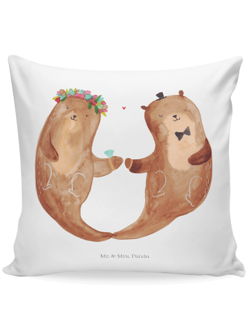 Mr. & Mrs. Panda 40x40 Kissen Hochzeit Otter ohne Spruch in Weiß