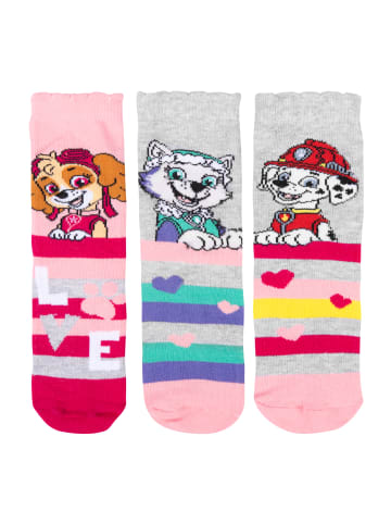 United Labels 3er Pack Paw Patrol Socken Sneaker Söckchen in grau/rosa