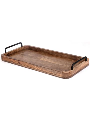 relaxdays Tablett in Braun/ Schwarz - (B)50 x (H)6,5 x (T)25 cm