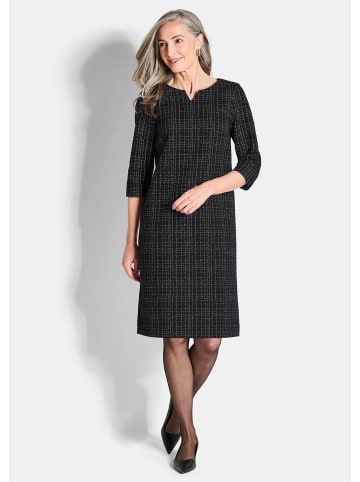 GOLDNER Kurzgröße:  Tweedkleid Midi Baumwollkleid mit Karomuster in schwarz / gemustert