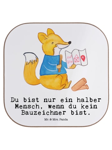Mr. & Mrs. Panda Bierdeckel Bauzeichner Herz mit Spruch in Weiß