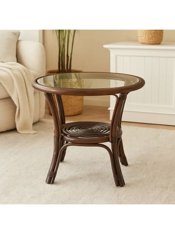 möbel-direkt Rattantisch mit Glasplatte Karl in braun